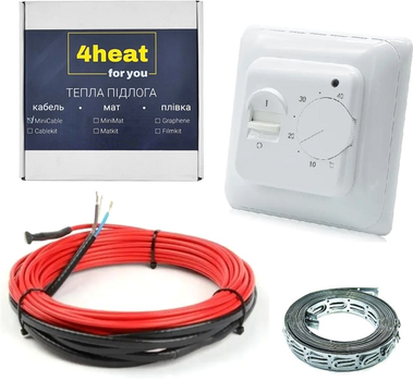 Тепла підлога з регулятором 4HEAT CableKit Standart-150 Вт комплект гріючий кабель 0,8 - 1,1 м² (4HT.CKST.150)