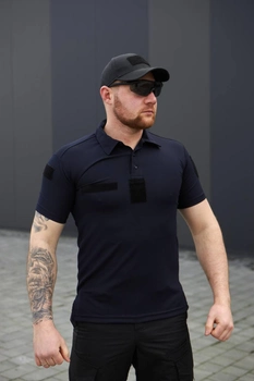 Мужская футболка Поло для ДСНС темно-синяя ткань Cool-pass размер 42