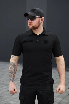 Мужская футболка Поло для Полиции и ГСЧС черный цвет Cool-pass Размер 56