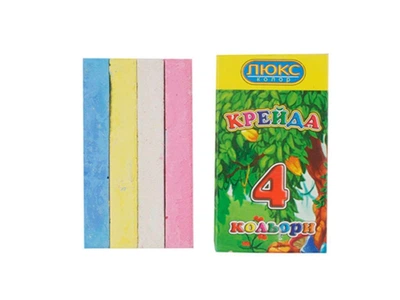 Мел цветной "ЛЮКС КОЛОР" 4шт. 70*15*10мм (карт. уп.), квадр., КК.1404(904)