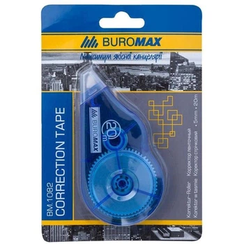 Коректор стрічковий Buromax 5 мм х 20 м, картонний блістер з європідвісом (BM.1082)