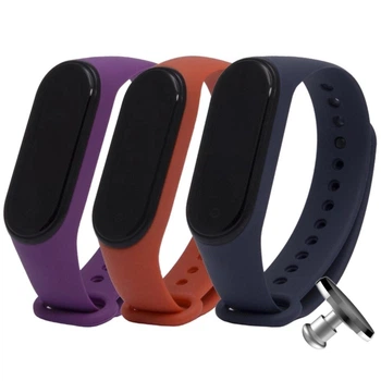 Комплект ремінців MRK для Xiaomi Mi Band 4/3 Utility три ремінці з металевою кнопкою (19,2,34) (mrk7528)