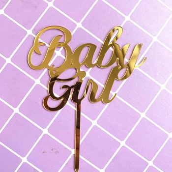 Топпер для торта Baby girl дзеркальний пластик (11х14см) ЗОЛОТО