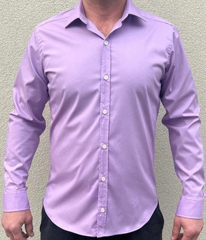 Рубашка мужская BOSMEN с длинным рукавом стрейч приталеная, фиолетовая Bisbal-morado XL