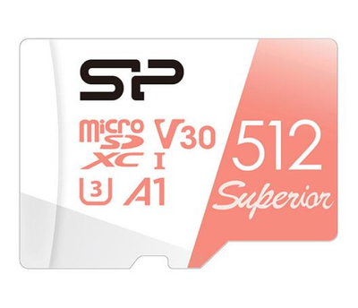 Карта памяти MicroSDXC 512 GB SILICON POWER Superior Pro Color U3 A1 V30 скорость записи 90 МБайт / сек