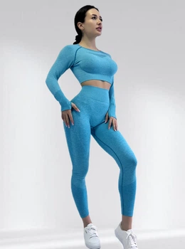 Костюм для фітнесу жіночий LILAFIT комплект лосіни пуш ап та топ бірюзовий S (LFS000022)