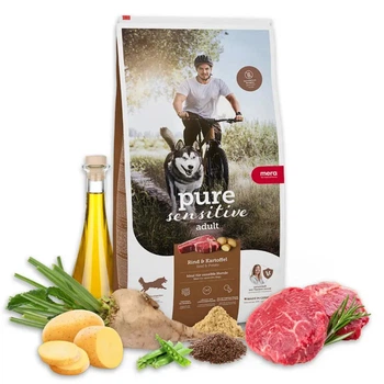Сухой корм MERA pure sensitive fresh meat Rind & Kartoffel для взрослых собак со свежим мясом говядины и картофеля, беззерновой, 12,5 кг