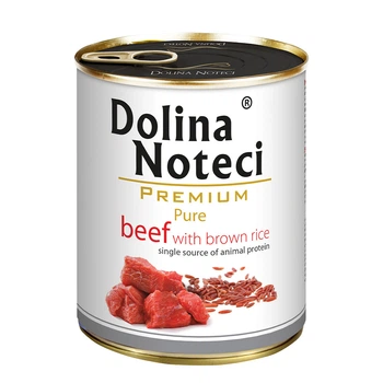 Вологий корм для собак, схильних до алергії Dolina Noteci Premium Pure з яловичиною та коричневим рисом, 800 г