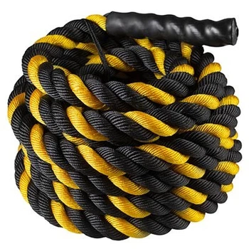 Канат для кросфіту Battle Rope чорно-жовтий L = 12 м D = 5 см
