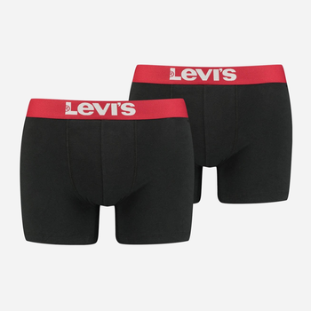 Набір трусів шорти чоловічий 2 шт Levi's Solid Basic Boxer Brief Organic Co 2P 7012228420080 S Чорний/Червоний (8720245437776)