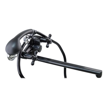 Змішувач для ванної Plamix Sirius-140 Black (зі шлангом та лійкою) (PM0638)