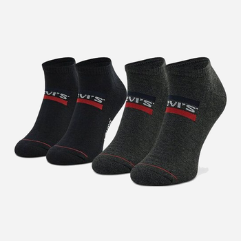 Набір жіночих шкарпеток коротких бавовняних 2 пари Levi's Low Cut Logo 2P 7012195070030 35-38 Чорний/Темно-сірий (8720245286237)