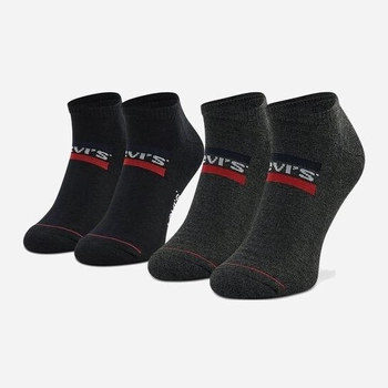 Набір чоловічих шкарпеток коротких бавовняних 2 пари Levi's Low Cut Logo 2P 7012195070030 39-42 Чорний/Темно-сірий (8720245286244)