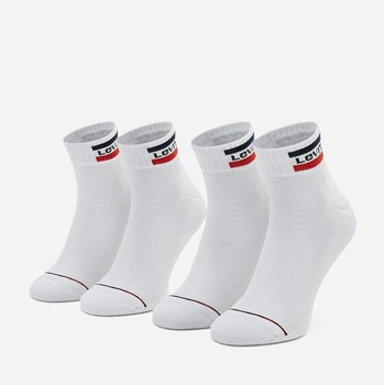 Набір жіночих шкарпеток високих бавовняних 2 пари Levi's Mid Cut Logo 2P 9020110010030 35-38 Білий (8720245286565)