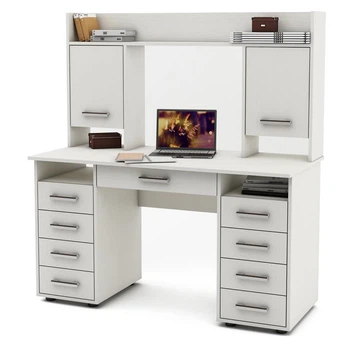 Компьютерный стол с надстройкой 133×60×145 см белый