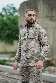Чоловіча куртка анорак демісезонна з шевроном прапор України Terra Intruder 0164 2XL Піксель (IN - 0164/02 E )