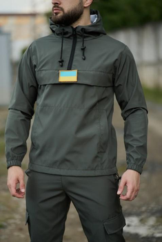 Чоловіча куртка анорак демісезонна з шевроном прапор України Terra Intruder 0164 XL Хакі (IN - 0164/01 D )