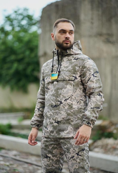 Чоловіча куртка анорак демісезонна з шевроном прапор України Terra Intruder 0164 L Піксель (IN - 0164/02 C )