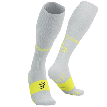 Гольфы компрессионные для бега Compressport Full Socks Oxygen, White/Safe Yellow, T1 (35-38)