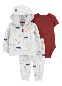 Комплект (толстовка+боді+штани) Carters 957810 61-69 см Світло-сірий