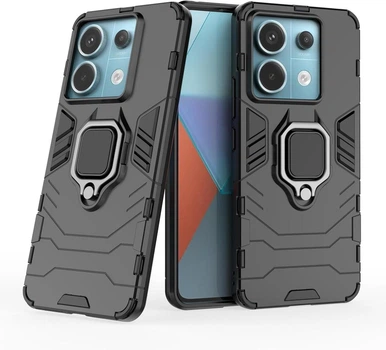 Чохол Iron Ring для Xiaomi Redmi Note 13 Pro 5G протиударний бампер з підставкою Black