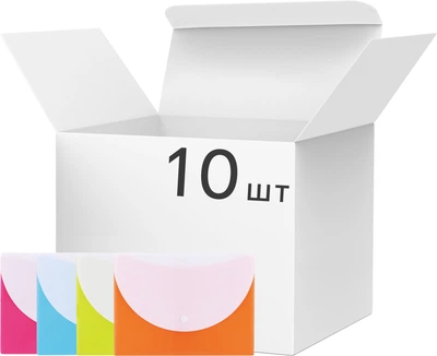 Упаковка Папок на кнопке Deli Rio 0.18 мм А5 Неоновое ассорти с белым клапаном 10 шт (1000000870787)