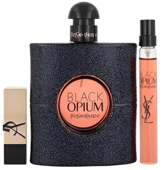 Набір для жінок Yves Saint Laurent Black Opium Парфумована вода 90 мл + Помада + Парфумована вода 10 мл (3614274093193)