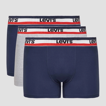 Zestaw majtek szorty męski 3 szt Levi's Logo Boxer Brief 3P 1000028700010 M Szary/Granatowy (8720245095495)