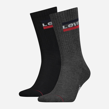 Набір чоловічих шкарпеток високих бавовняних 2 пари Levi's Regular Cut Logo 2P 9020120012080 39-42 Чорний/Сірий (8718824835204)