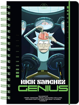Блокнот Kite Rick and Morty на спіралі A5 80 аркушів клітинка (RM24-190)