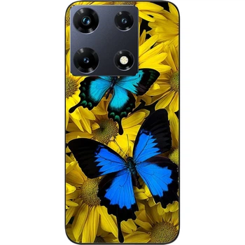 Силиконовый чехол SMTT для Infinix Note 30 Pro 4G (X678B) с картинкой Синие бабочки
