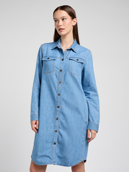 Sukienka koszulowa damska jeansowa Lee 112351138 XS Niebieska (5401019927404)