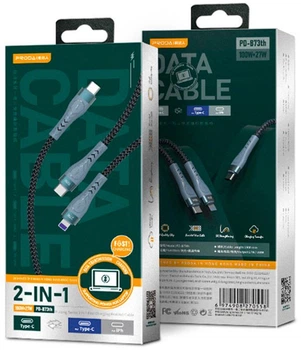 Кабель Proda PD-B73th USB Type C - USB Type-C + Lightning (M/M), 5 А, 1.3 м, Чорний (PD-B73th-BK)