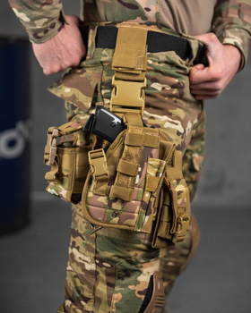 Набедренная тактическая кабура для пистолета Tactic универсальная кобура на пояс с карманом под магазин Мтк Вт7584