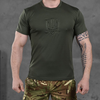 Потовідвідна чоловіча футболка Punishment з принтом "Герб" олива розмір 2XL