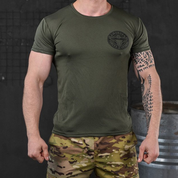 Потовідвідна чоловіча футболка Odin Coolmax з принтом "Airborne" олива розмір M