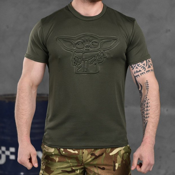Потоотводящая мужская футболка Punishment с принтом "Йода" олива размер S