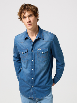 Koszula męska jeansowa Wrangler 112350464 XL Niebieska (5401019841212)