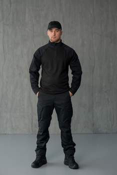 Чоловічий Костюм Убакс з липучками для шевронів + Штани з посиленими колінами чорний колір розмір 48