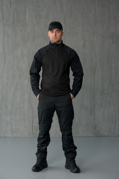 Чоловічий Костюм Убакс з липучками для шевронів + Штани з посиленими колінами чорний колір розмір 54