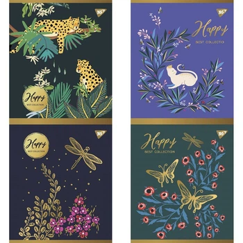 Зошит у клітинку 96 л YES Happy мікс обкладинок мат. ВДЛ+ УФ-виб+Pantone Gold (766901)