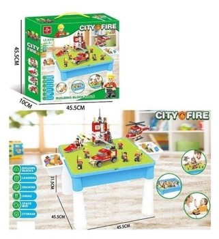 Игровой столик с конструктором "Пожарная станция" на 407 деталей (LX.A 370)