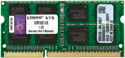 Оперативна пам'ять Kingston SODIMM DDR3-1600 8192MB PC3-12800 (KVR16S11/8)