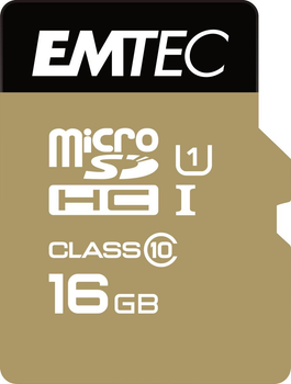 Карта пам'яті Emtec microSD UHS-I U1 Elite Gold 16GB + SD адаптер (ECMSDM16GHC10GP)