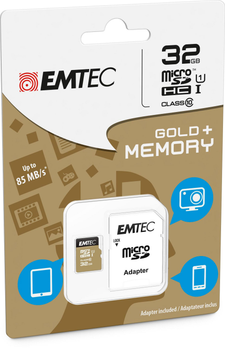 Карта пам'яті Emtec microSD UHS-I U1 Elite Gold 32GB + SD адаптер (ECMSDM32GHC10GP)