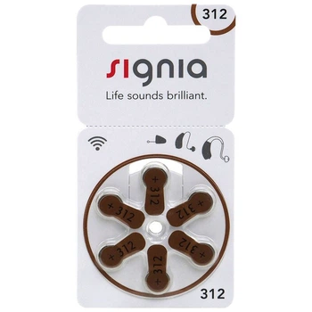 Батарейка Signia 312 (PR41) для слухового аппарата, 1.45V, блистер 6шт