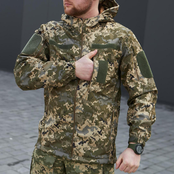 Щільна чоловіча Куртка з капюшоном Combat SoftShell на флісі піксель розмір 48