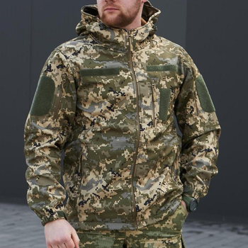 Плотная мужская Куртка с капюшоном Combat SoftShell на флисе пиксель размер 46