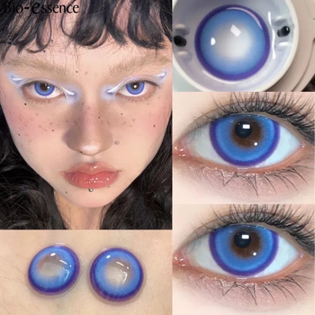 Цветные контактные линзы синие яркие Bio Essence