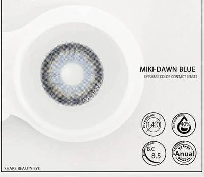 Кольорові контактні лінзи сіро-блакитні з обідком Miki Dawn Blue Eyeshare